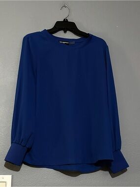 KARL LAGERFELD ROYAL BLUE MANDARIN COLLAR BLOUSE